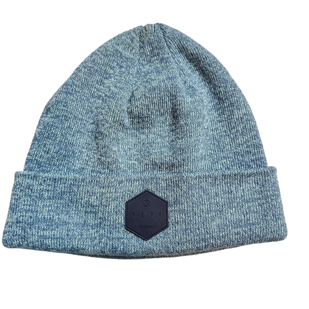Neff Beanie Hat Blue Marl Knit Cuffed Hex Logo Patch Mens Womens O/S 18H03001